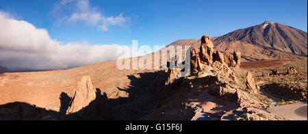 Los Roques, la Caldeira de Las Canadas, Pico de Teide au coucher du soleil, Parc National du Teide, l'UNESCO, Tenerife, Îles Canaries Banque D'Images