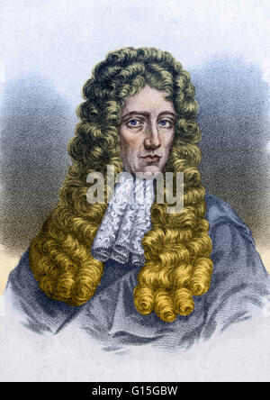 Robert Boyle (25 janvier 1627 - 31 décembre 1691) était un philosophe naturel, chimiste, physicien et inventeur. Il est considéré aujourd'hui comme le premier chimiste moderne, et l'un des pionniers de la méthode scientifique expérimentale moderne. Tous les importa Banque D'Images