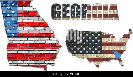 USA Etat de Géorgie sur un mur de briques Illustration de Vecteur