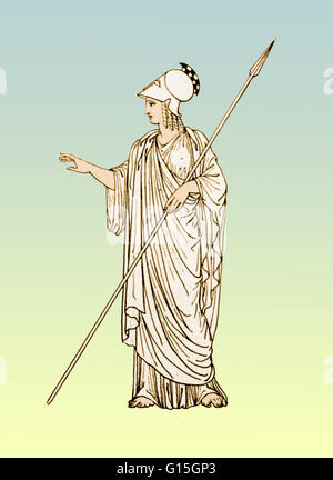 Minerva était la déesse romaine de la sagesse et du promoteur des arts, du commerce, et de la stratégie. Elle est née à partir de la divinité de Jupiter avec des armes. À partir de la 2ème siècle avant J.-C., les Romains ont assimilé son avec la déesse grecque Athéna. Elle était la déesse vierge de m Banque D'Images
