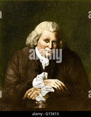 Renforcement de couleur portrait d'Erasmus Darwin (1731-1802), un médecin anglais et l'un des principaux penseurs de la région des Midlands de l'Illumination (manifestation culturelle du Siècle des lumières). Il était aussi un philosophe naturel, physiologiste, abolit des esclaves Banque D'Images