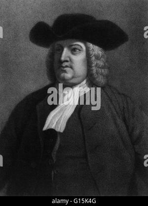 Portrait de William Penn (1644-1718), français, entrepreneur immobilier, philosophe et fondateur de la Pennsylvanie. Il a été l'un des champion de la démocratie et de la liberté religieuse, connu pour ses bonnes relations et traités avec succès les Indiens Lenape. Banque D'Images