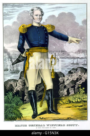 Winfield Scott, général de l'armée américaine, 1847. Winfield Scott (Juin 13, 1786 - Mai 29, 1866) était un général, et non candidat à la présidence du parti Whig en 1852. Il a été en service actif d'une manière plus longtemps que n'importe quel autre homme Banque D'Images