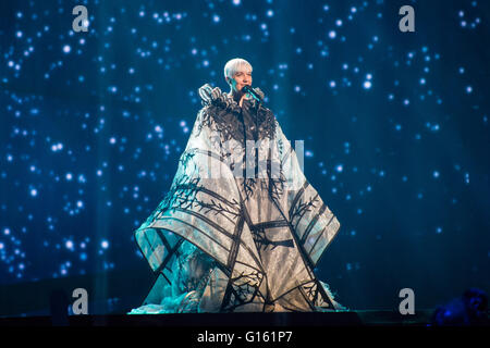 Stockholm, Suède. 9e mai. Nina Kralic performing 'phare' pour la Croatie. Banque D'Images