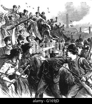 La grève de Homestead était un lock-out et de grève industrielle qui a débuté le 30 juin 1892, qui ont abouti à une bataille entre les grévistes et les agents de sécurité privée le 6 juillet 1892. La bataille a été le deuxième plus grand et l'un des plus graves conflits en labo Banque D'Images