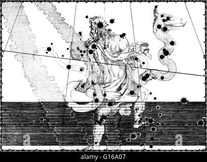 À partir de la constellation Ophiuchus Johann Bayer's star atlas Uranometria Omnium Asterismorum, 1603. Ophiuchus est une grande constellation situé autour de l'équateur céleste. Ophiuchus était l'une des 48 constellations répertoriées par l'astronome Ptolémée, 2e siècle Banque D'Images