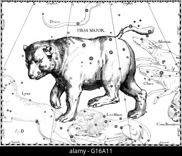 À partir de la constellation de la Grande Ourse' Johannes Hevelius Prodromus astronomiae, Firmamentum Sobiescianum, sive Uranographia, 1687. La Grande Ourse, également connu sous le nom de la Grande Ourse, est une constellation visible tout au long de l'année dans la plupart de l'hémisphère nord. Il a été Banque D'Images