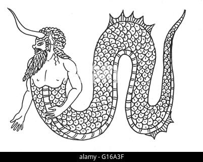 Mermen mythique sont équivalents masculins et des contreparties de sirènes, les créatures légendaires qui ont la forme d'un homme de la taille et sont de poisson à partir de la taille, ayant des queues de poissons à écailles, à la place de jambes. Les actions et le comportement de mermen Banque D'Images