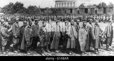 Grand groupe de soldats russes capturés en Galice. La bataille de Galice a été une grande bataille entre la Russie et l'Autriche-Hongrie pendant les premières étapes de la Première Guerre mondiale en 1914. Au cours de la bataille, les armées austro-hongrois ont été sérieusement defeate Banque D'Images