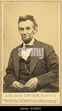 Photographie du portrait officiel de la dernière séance, le 5 février 1865, à Washington, D.C., 'l'un des cinq pose prise par Alexander Gardner dix semaines avant que le Président a été assassiné." Abraham Lincoln (12 février 1809 - 15 avril 1865) a été le 16e Président Banque D'Images