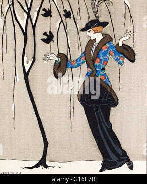 Intitulé : 'Paquin dress illustration par George Barbier, 1912." Jeanne Paquin (1869 - 1936) était un designer de mode français, connu pour ses conceptions innovantes et résolument moderne. Elle a suivi une formation comme couturière à Rouff et plus tard d'ouvrir son propre fashion Banque D'Images