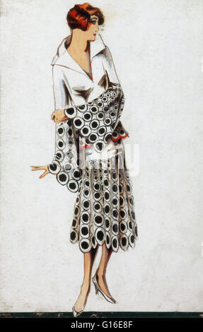 Intitulé : 'Pierot' du mode 1925. Pas de designer ou illustrateur crédité. La mode est un élément distinctif et souvent tendance habituelle dans le style de robes d'une personne. C'est l'opinion dominante dans les styles de comportement et la toute nouvelle creations de conception textile Banque D'Images