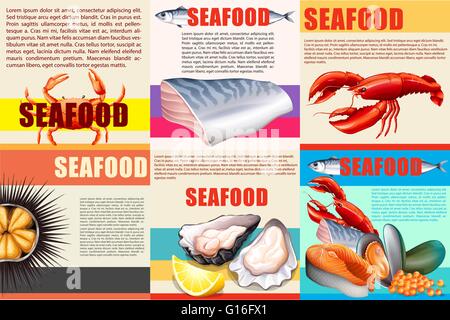 L'infographie avec texte et illustration de fruits de mer Illustration de Vecteur