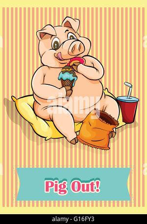 L'idiome anglais pig out illustration Illustration de Vecteur