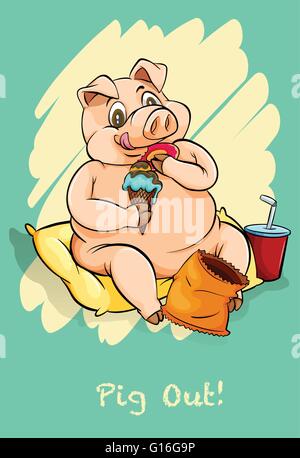 L'idiome anglais pig out illustration Illustration de Vecteur