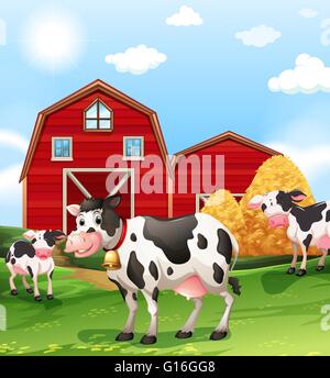 Vaches dans l'illustration des terres agricoles Illustration de Vecteur