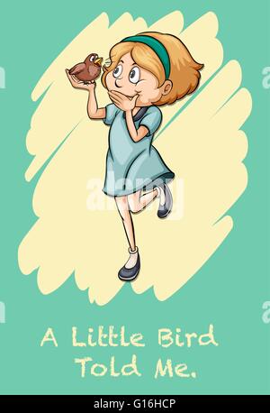 Girl holding a bird illustration Illustration de Vecteur