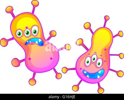 Les bactéries avec des expressions faciales illustration Illustration de Vecteur
