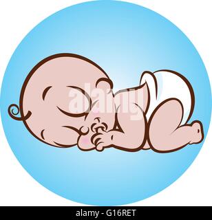 Vector illustration d'un mignon bébé endormi sucking thumb Illustration de Vecteur