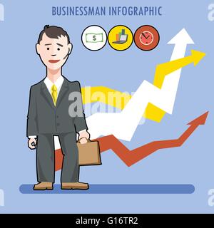 L'homme d'affaires présentant un infographique Illustration de Vecteur
