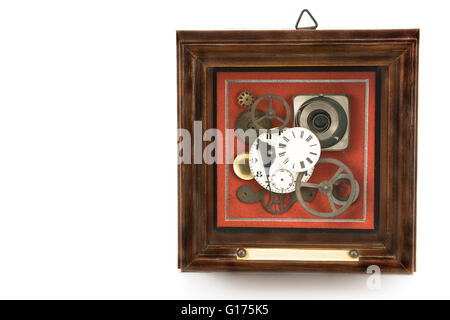 Mécanisme d'horloge à frame isolated on white Banque D'Images