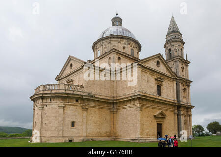 Italy-April,toscane 23,2016:Voir l'église de Saint Biagio à Montepulciano, Italie pendant une journée nuageuse. Banque D'Images