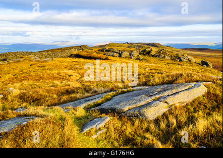 La crête de Knotts Bowland Fells Bowland dans le Lancashire en Angleterre à la recherche vers le Pen-y-Ghent et les Pennines Banque D'Images