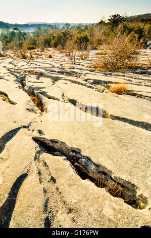 La démarche de lapiez Barrows Réserve naturelle nationale dans le Arnside-Silverdale Région d'une beauté naturelle Banque D'Images