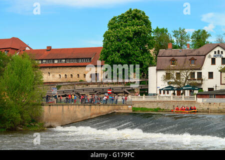 Barrage, rivière Saale, Bad Kosen, Saxe-Anhalt, Allemagne / Bad Kösen Banque D'Images