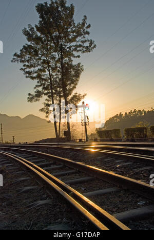 Kalka-Shimla narrow gauge mountain railway, Shivalik Himalaya, Himachal Pradesh, Inde Banque D'Images