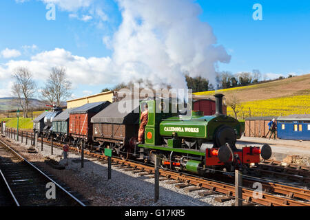 Une ancienne locomotive 0-4-0 la manoeuvre en les marchandises de triage à Washford station sur la West Somerset Railway, England, UK Banque D'Images