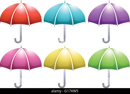 Parapluie dans six couleurs illustration Illustration de Vecteur