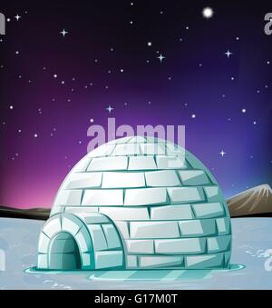 Scène avec igloo de nuit illustration Illustration de Vecteur