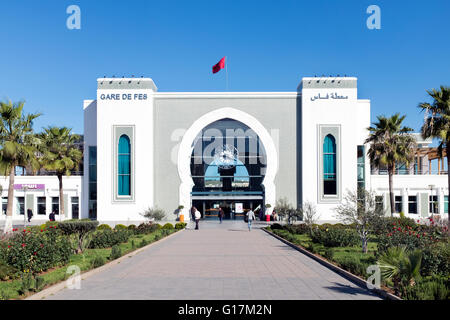 La gare de Fès, principale gare ferroviaire de Fes, Maroc Banque D'Images