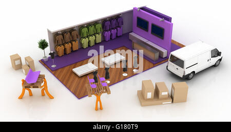 Boutique de mode de vide, l'espace de copie, rendu 3d illustration Banque D'Images