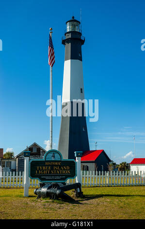 Phare de la Géorgie de Tybee Island Banque D'Images