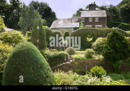 La maison du jardin et de jardins en terrasses adjacentes à Buckland Monachorum Yelverton Devon Banque D'Images