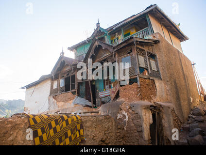 Maison effondrée d'un riche commerçant de la vieille ville, région Harari, Harar, en Ethiopie Banque D'Images