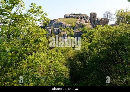 Château Regenstein (allemand : Burg Regenstein), une destination touristique populaire, est un château en ruine qui est situé à trois kilomètres au nord de Blankenburg, Allemagne, 10. Mai 2016. Photo : Frank May | conditions dans le monde entier Banque D'Images