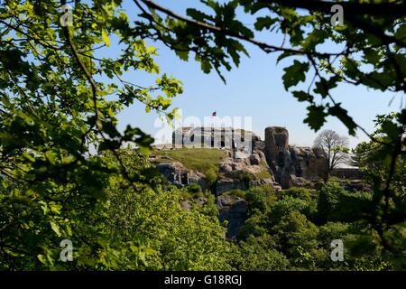 Château Regenstein (allemand : Burg Regenstein), une destination touristique populaire, est un château en ruine qui est situé à trois kilomètres au nord de Blankenburg, Allemagne, 10. Mai 2016. Photo : Frank May | conditions dans le monde entier Banque D'Images