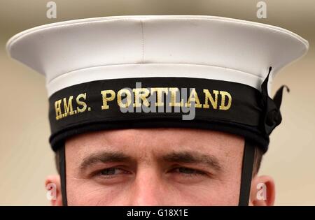 'Équipage du HMS Portland' marquer leur liberté de la ville de Weymouth et Portland au cours d'une cérémonie, la Grande-Bretagne, Royaume-Uni Banque D'Images