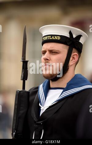 'Équipage du HMS Portland' marquer leur liberté de la ville de Weymouth et Portland au cours d'une cérémonie, la Grande-Bretagne, Royaume-Uni Banque D'Images