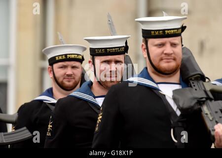 'Équipage du HMS Portland' marquer leur liberté de la ville de Weymouth et Portland au cours d'une cérémonie, la Grande-Bretagne, Royaume-Uni Banque D'Images