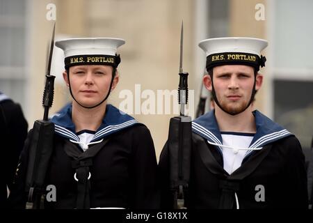 'Équipage du HMS Portland' marquer leur liberté de la ville de Weymouth et Portland au cours d'une cérémonie, la Grande-Bretagne, Royaume-Uni Banque D'Images