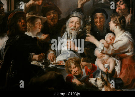 Jacob Jordaens (1593-1678). Peintre flamand. Le Bean King, 1638. Huile sur toile. Détail. Le Musée de l'Ermitage. Saint Petersburg. La Russie. Banque D'Images