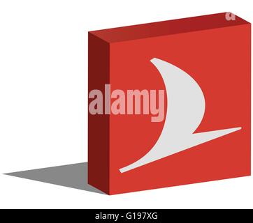 ISTANBUL, TURQUIE - août 06, 2015 : Turkish Airlines logotype dans la forme 3d et placé sur fond blanc. Turkish Airlines (Turk Illustration de Vecteur