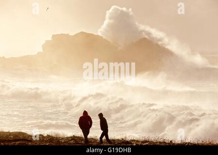 Bretagne Côte Ouest battues par Storm Imogen, France. Banque D'Images