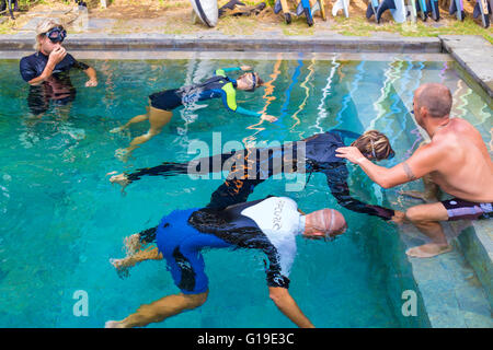 Une plongée en piscine. Banque D'Images