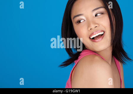 Rire vive Asian woman Banque D'Images