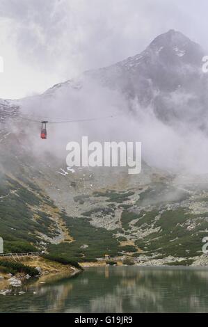 Cable car dans les Hautes Tatras, Skalnate pleso - Pic Lomnicky - Slovaquie Banque D'Images